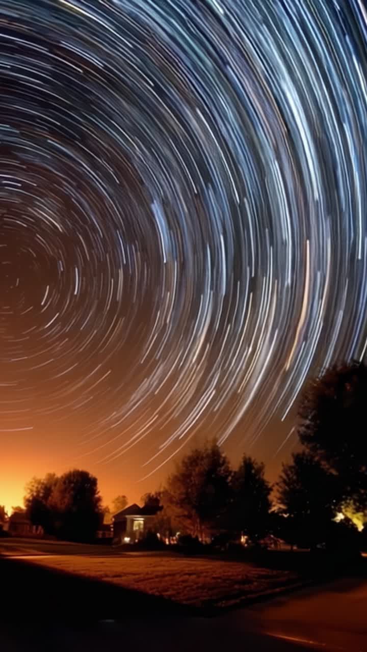 A mesmerizing view of star trails swirling in the night sky, showcasing ...