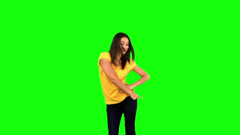 Frau-Macht-Einen-Disco-Tanz-Auf-Einem-Greenscreen