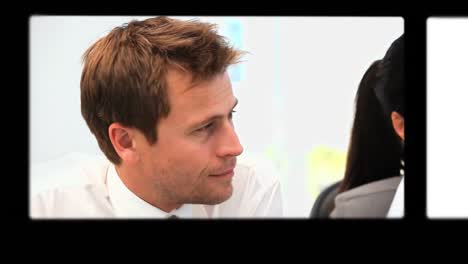 montage of business people during meetings
