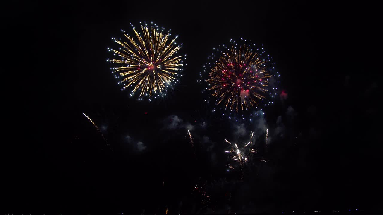 Colorful fireworks display night background