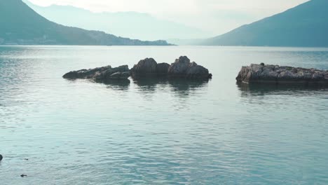 beautiful view of the sea bay and mountains on a wonderful summer sunny day