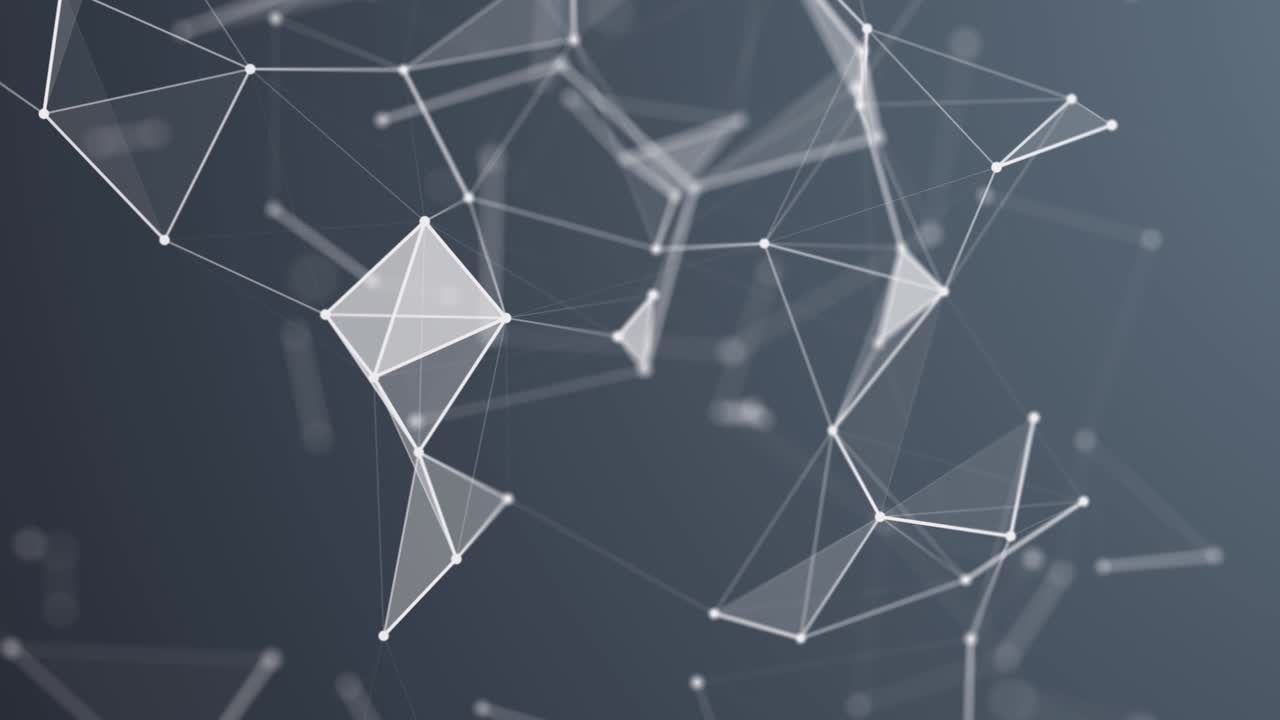 Abstract digital connection moving dots and lines. Technology background. Network connection structure. Plexus effect. 3d Seamless loop. 4K