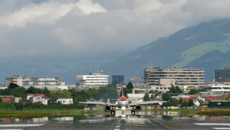 airplane landing on runway