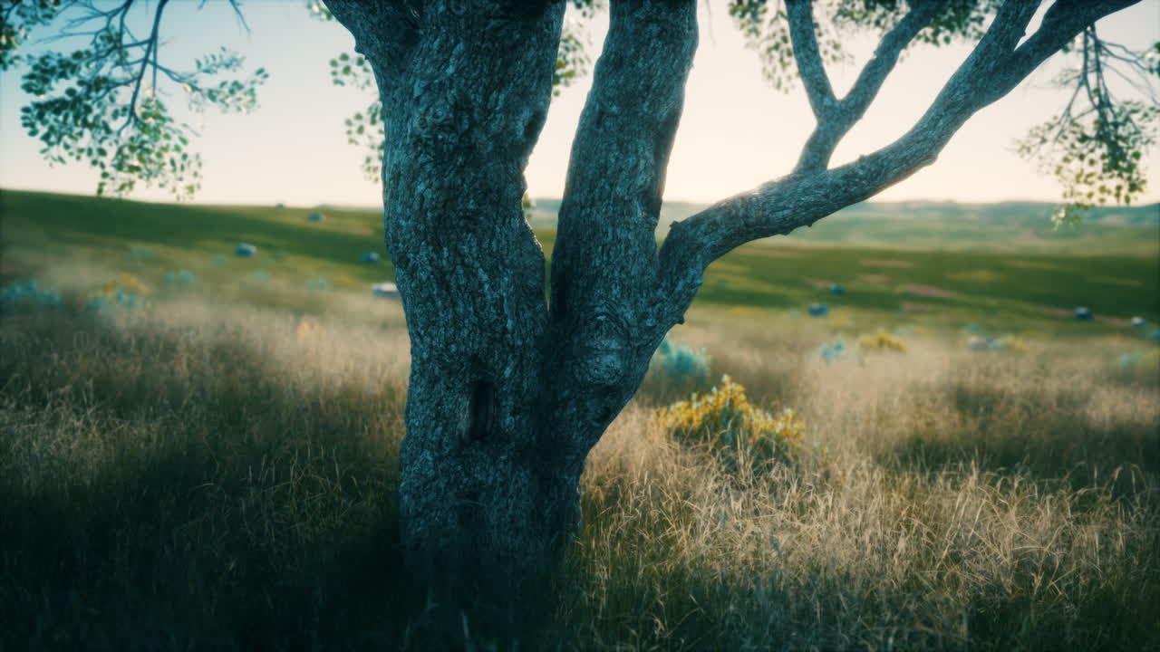 나미비아 에 있는 에토샤 국립 공원 의 열린 사바나 평야 에 있는 큰 나무