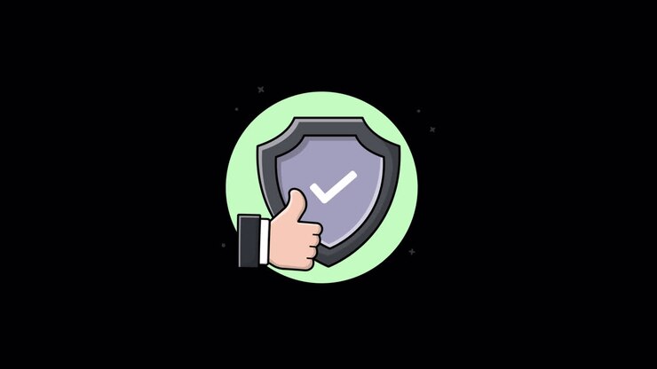 Animated Hand Giving Thumbs Up with Shield and Checkmark