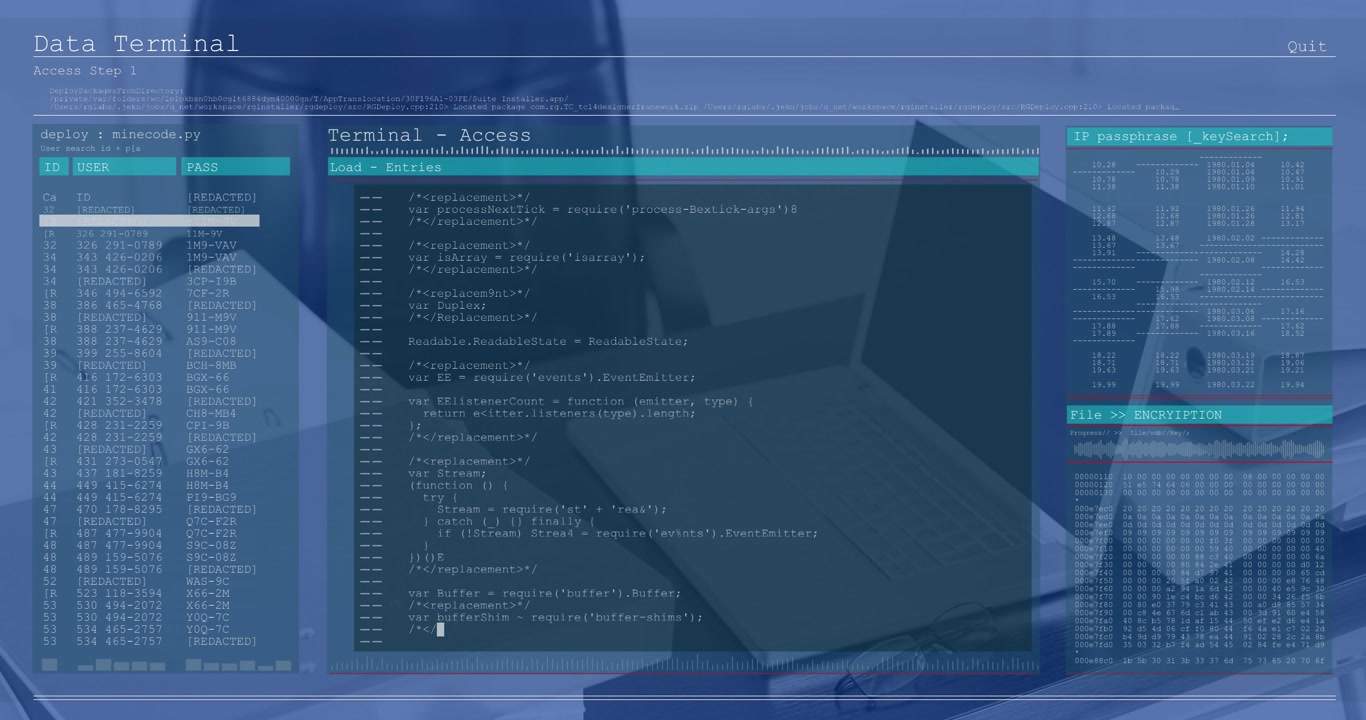 Animation of financial data processing over desk in office