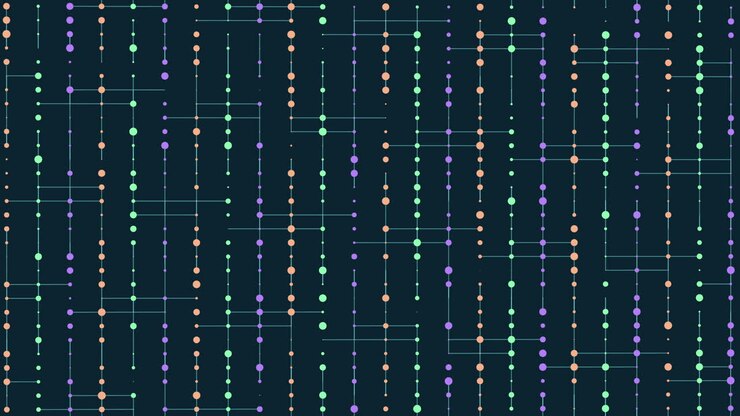 Colorful dots pattern with blue lines