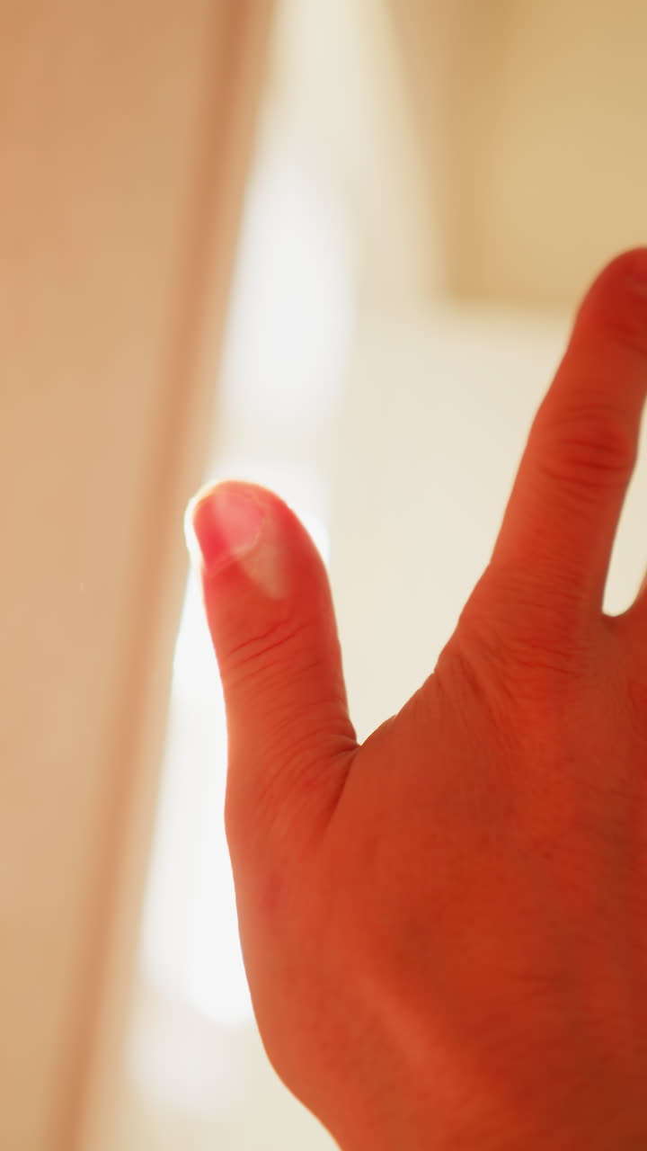 la fuerza de una mano contra los deslumbrantes rayos de luz solar, creando una llamarada cegadora en una toma de cámara de mano