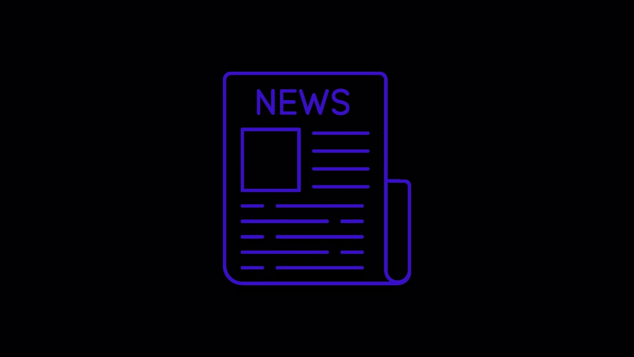 Animated Blue Line Newspaper Icon with News Text