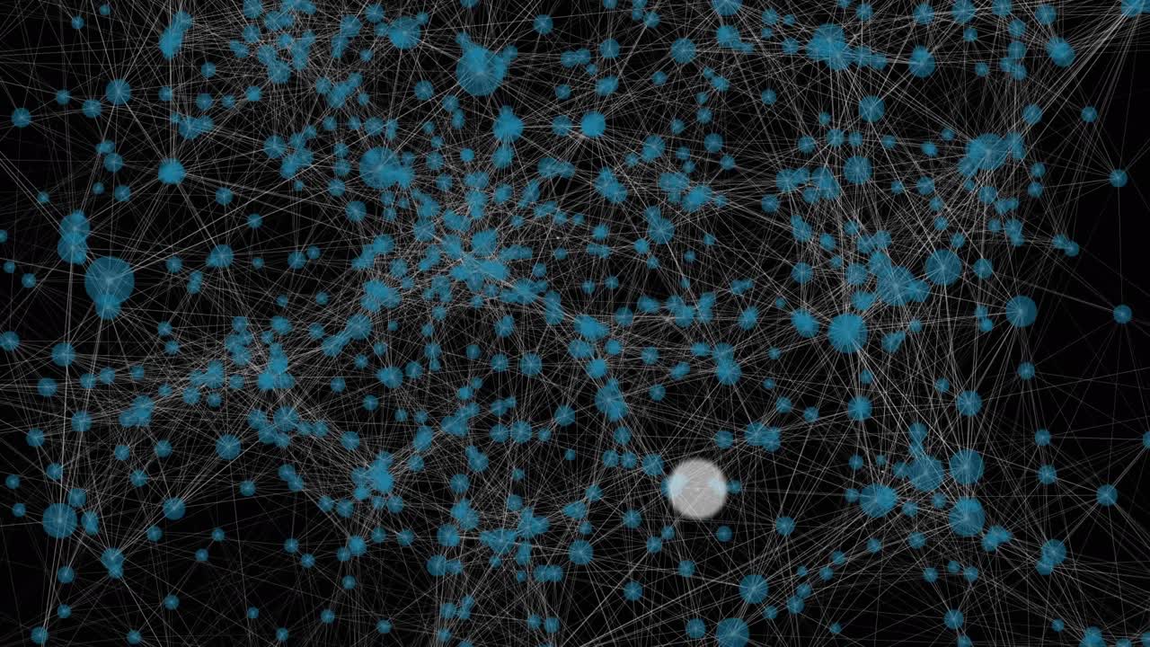 Animation of network of connections over black background