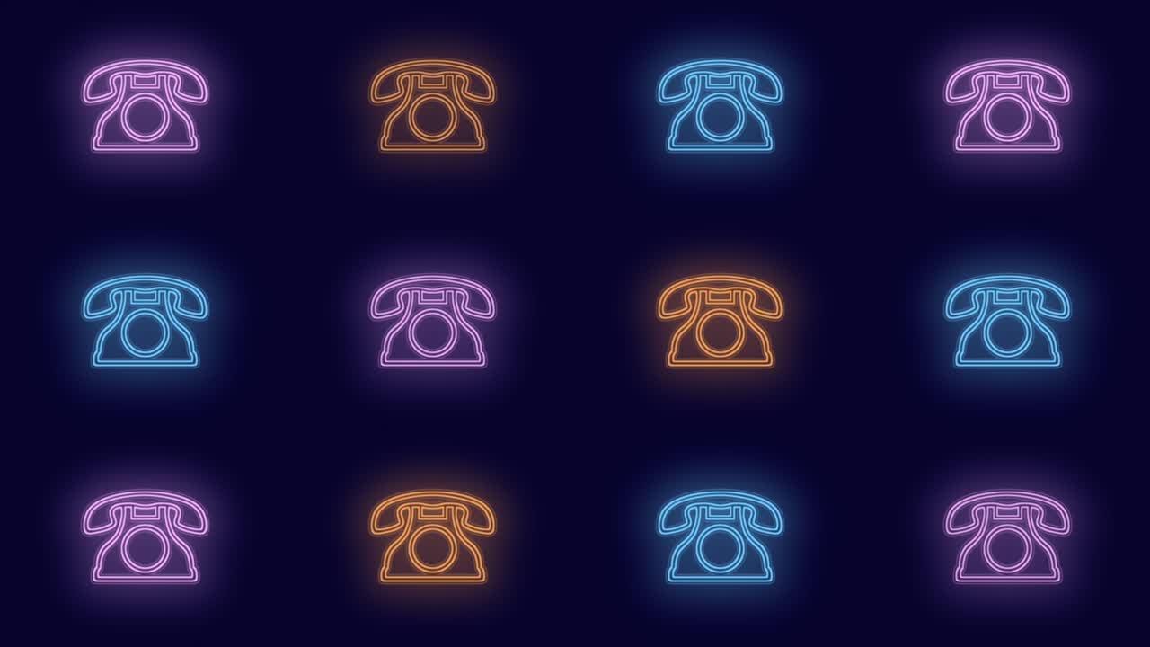 patrón de teléfono retro con luz de neón pulsante
