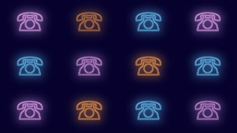 patrón de teléfono retro con luz de neón pulsante