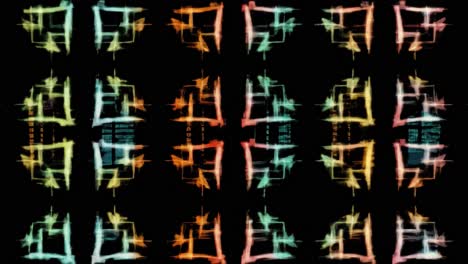 vivid colors and geometric shapes blend seamlessly to form dynamic abstract patterns. this artistic display captures attention with its constant movement and eye-catching design.