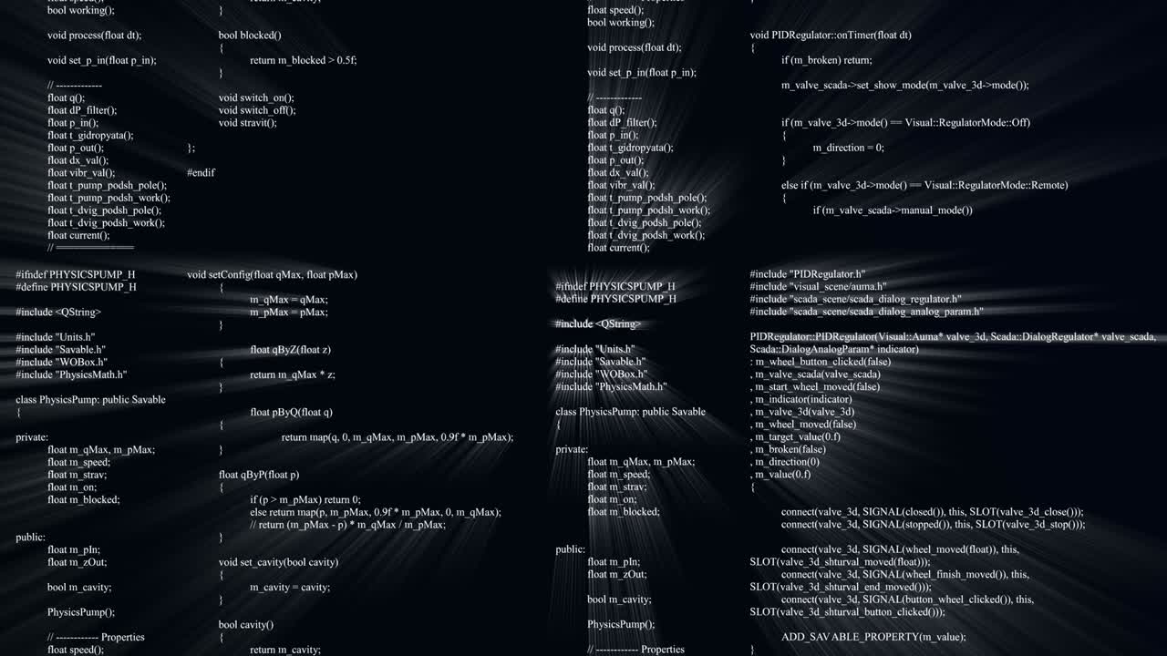 Blocks of program code flying in virtual space. Seamless