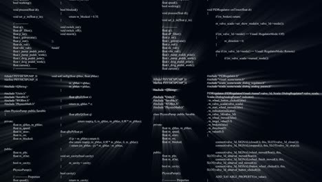 Blocks of program code flying in virtual space. Seamless