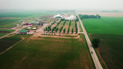 U-Pick-amazing-aerial-farm-ranch,-McHenry,-Illinois,-USA