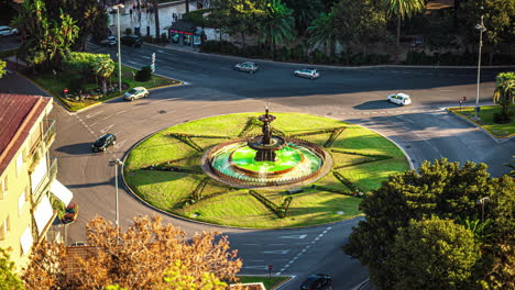 Timelapse-De-Fuente-En-La-Rotonda-Del-Puerto-De-Málaga