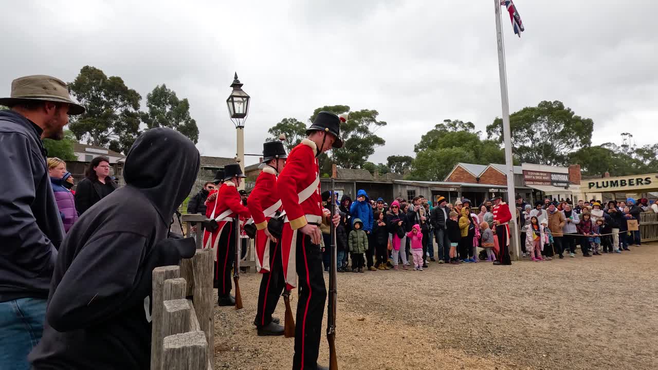 recreación en una aldea colonial histórica