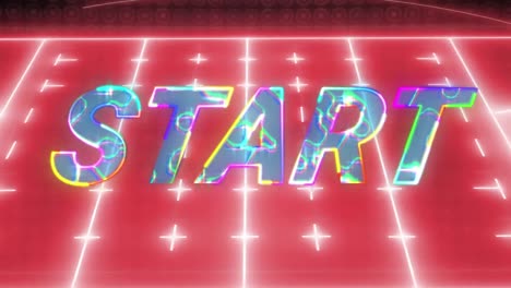 animation of start text over neon red sports field