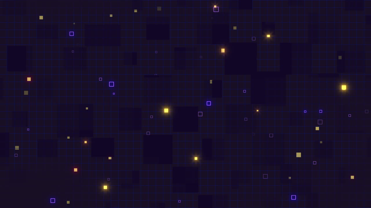 그리드가 있는 검정 컴퓨터 화면의 디지털 픽셀