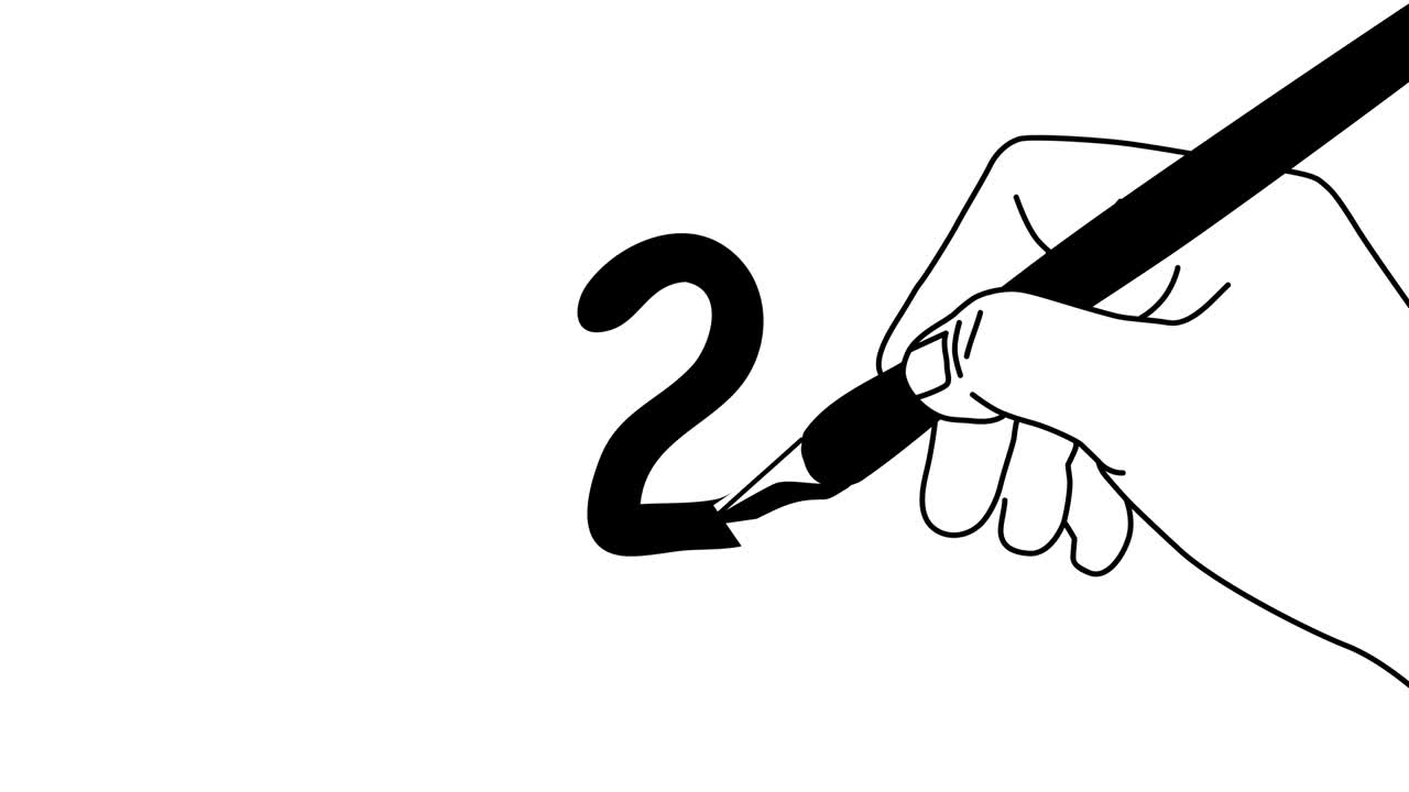 손으로 쓴 숫자 1, 2, 3, 4, 5