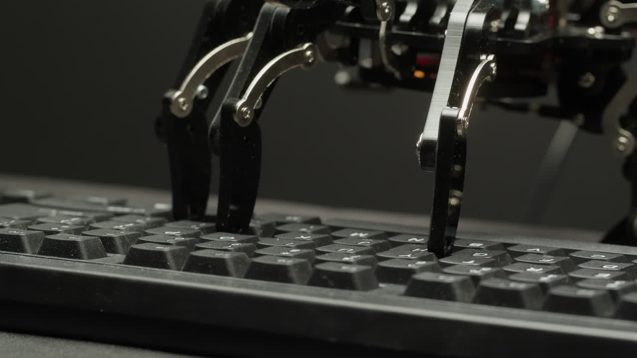 로 손으로 키보드에서 타이핑하는 것