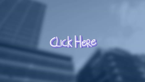 animación de clic aquí texto sobre el paisaje urbano