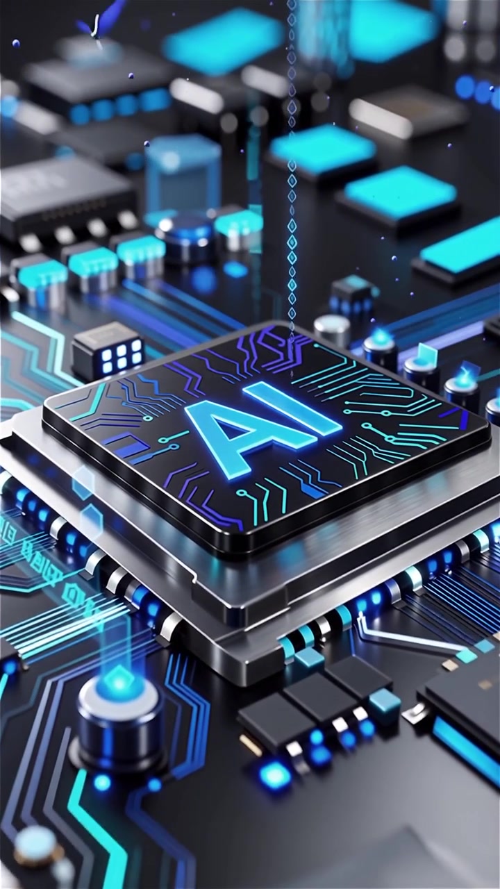 Futuristic AI Chip Motherboard Technology Background