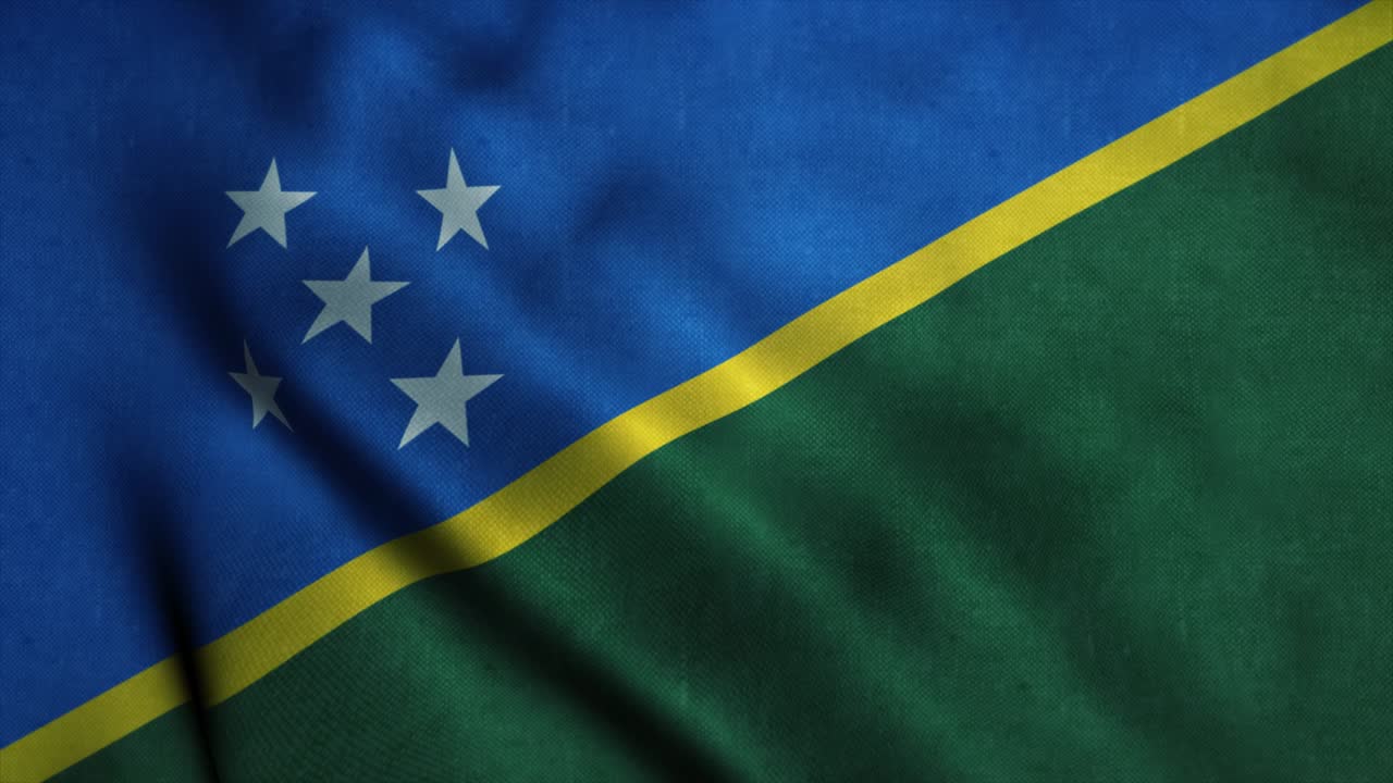 bandera de las islas salomón ondeando en el viento. bandera nacional de las islas salomón. signo de las isles salomón animación de bucle sin costuras. 4k
