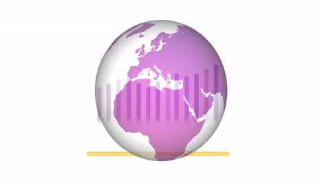 animation of financial data processing and statistics over globe