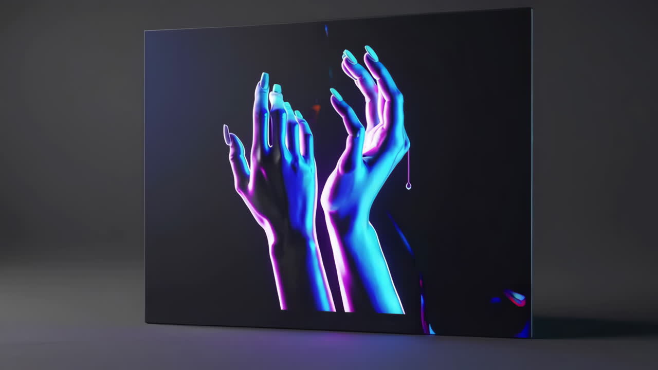 Vibrant Neon Hands Cyberpunk Art