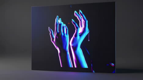 vibrant neon hands cyberpunk art