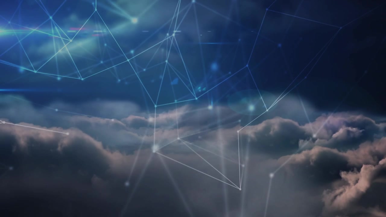 Network of connections against clouds in the blue sky