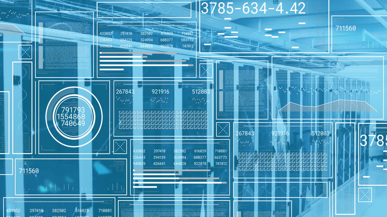Animation of financial data processing over computer severs