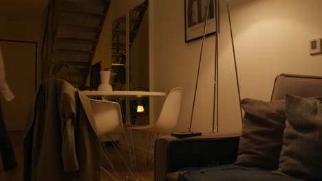 cozy apartment interior at night