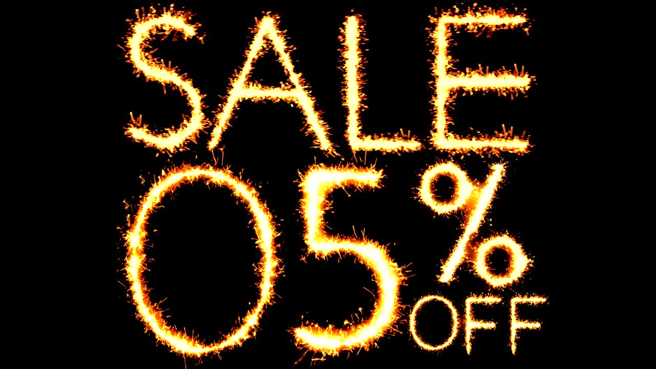Sale 05% Off Text Sparkler Glitter Sparks Firework Loop Animation