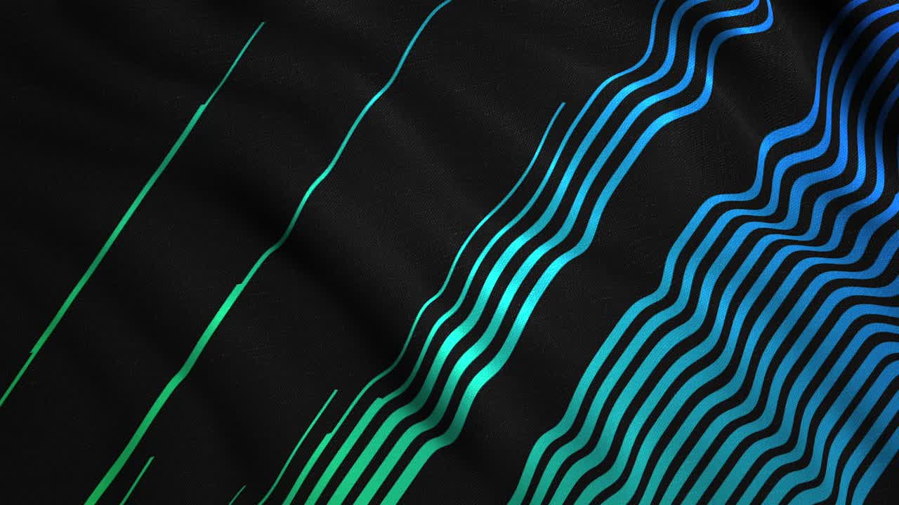 Abstract blue and green lines on black background