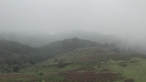 Spanish-Pyrenees-on-foggy-day,-Spain