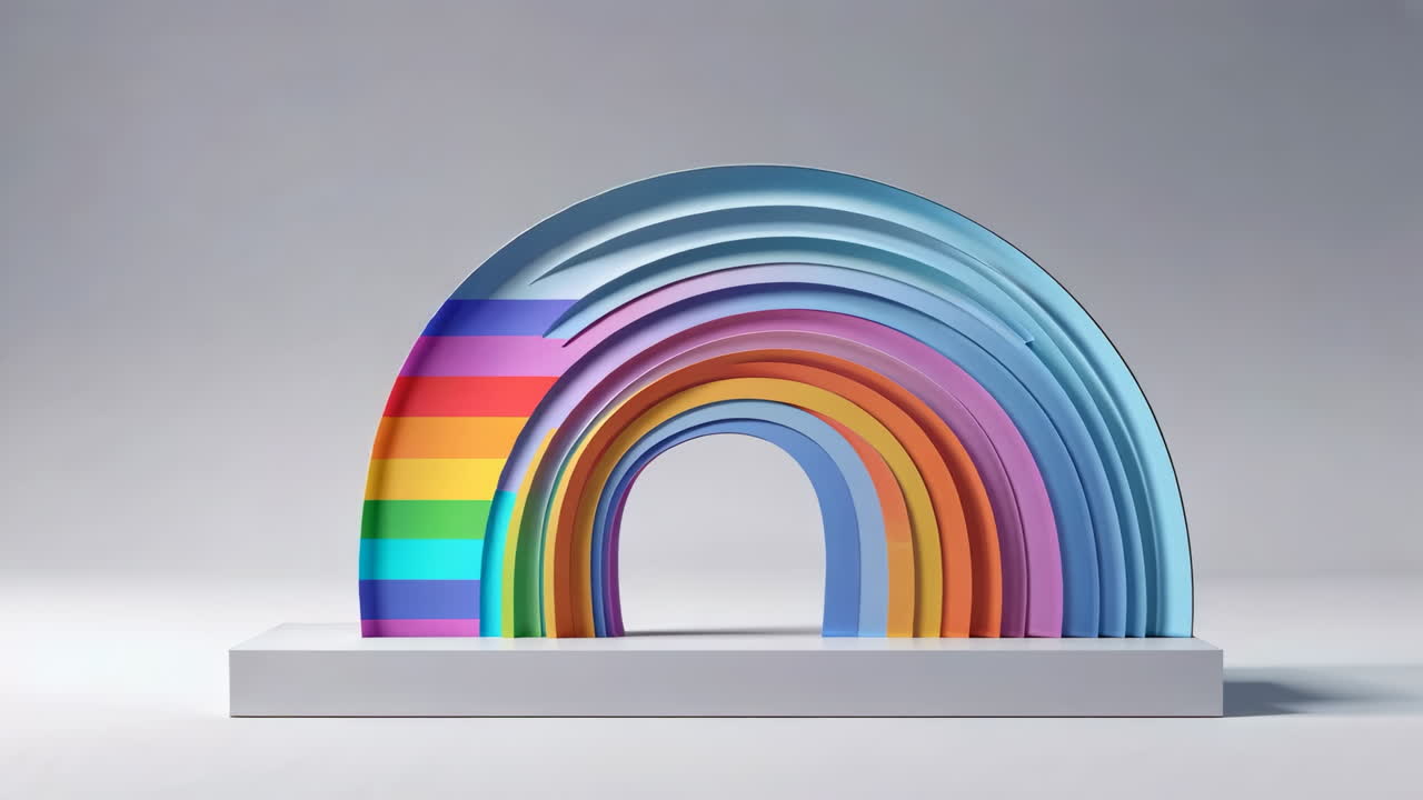 Abstract Layered Rainbow Arch Sculpture