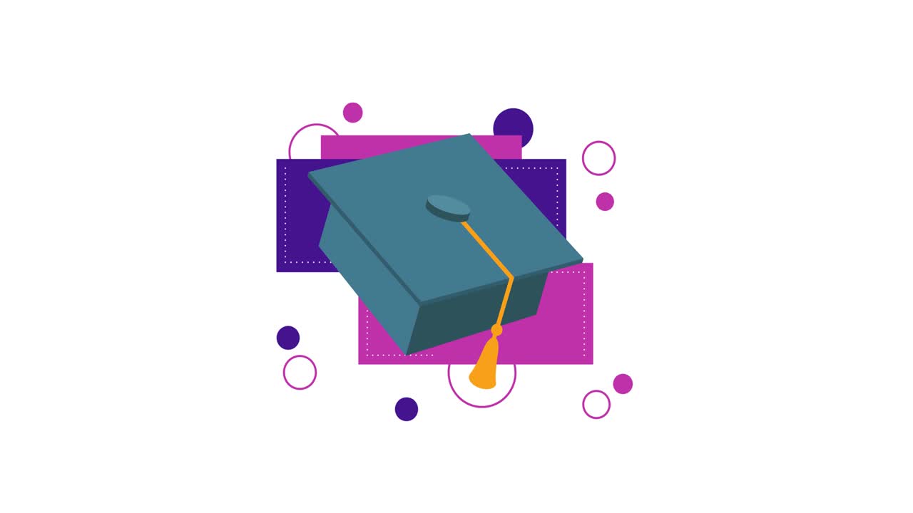 Animation of graduation cap icon moving on white background