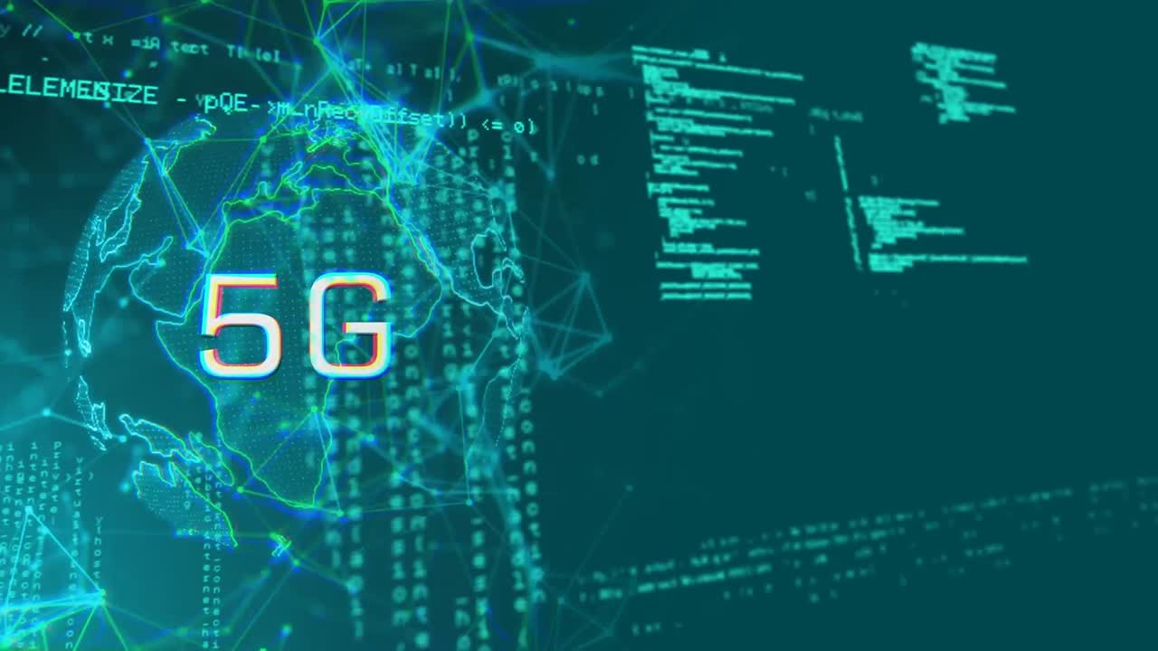 animación de 5g en todo el mundo, conexiones, datos y pantalla digital