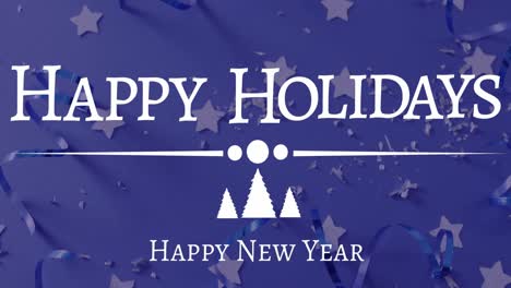 animation of happy new year text over stars falling
