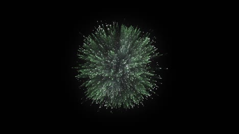 Champagne-fireworks-exploding-on-black-background-screen,-starting-from-center-of-the-screen-and-forming-green-blast-explosion