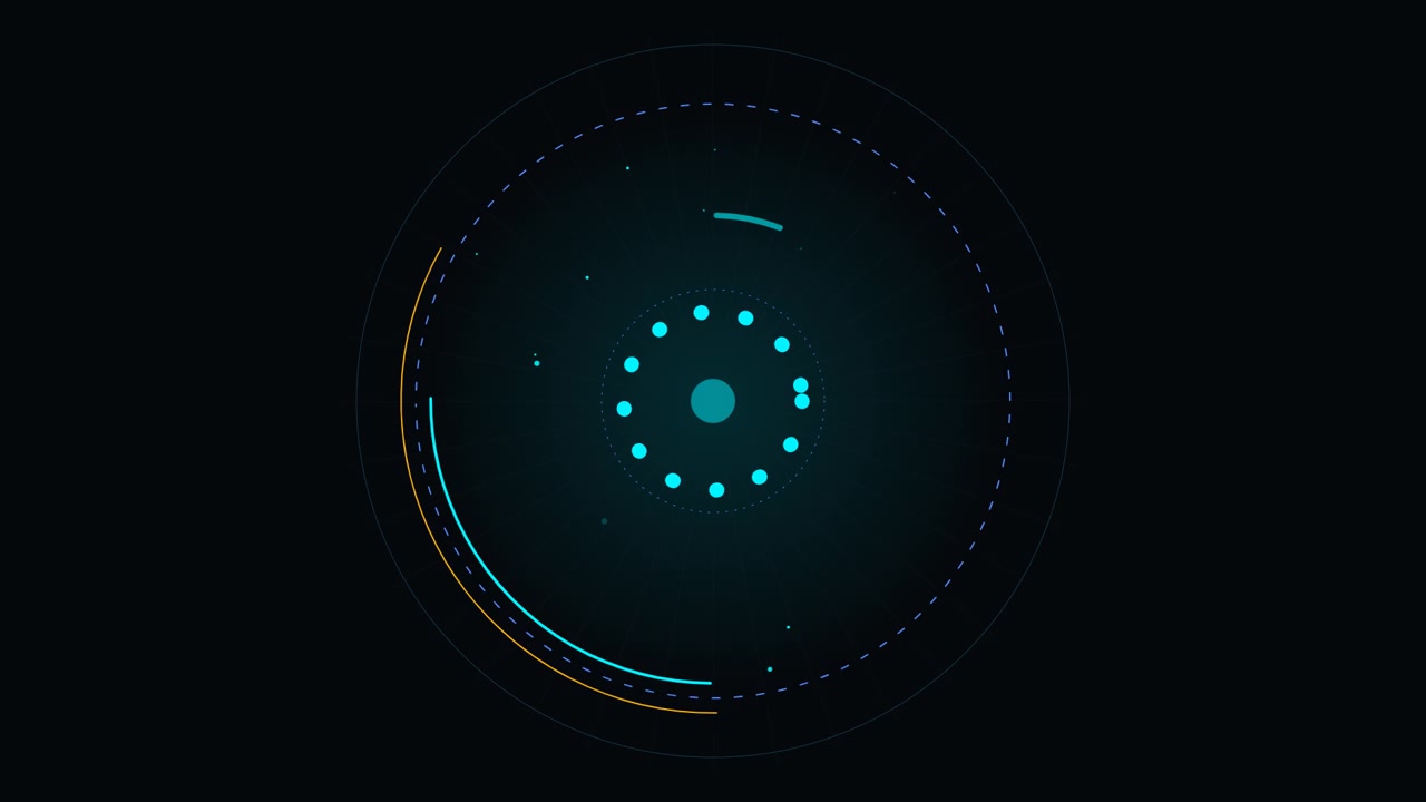 Abstract Digital HUD Interface with Rotating Circular Elements