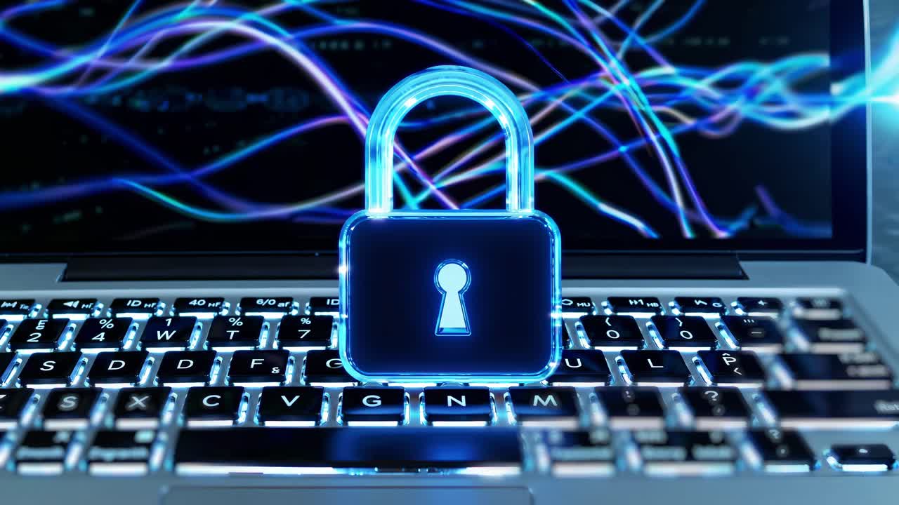 portátil con imagen de seguridad de bloqueo brillante