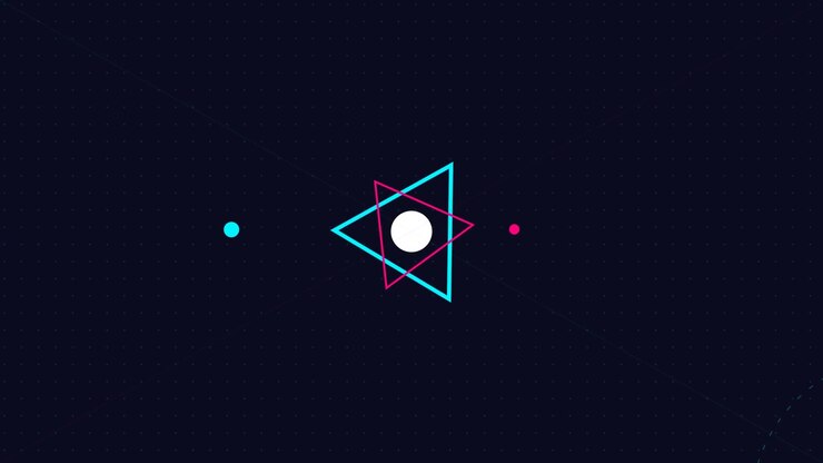 Abstract Motion Graphics with Rotating Triangles and Floating Orbs