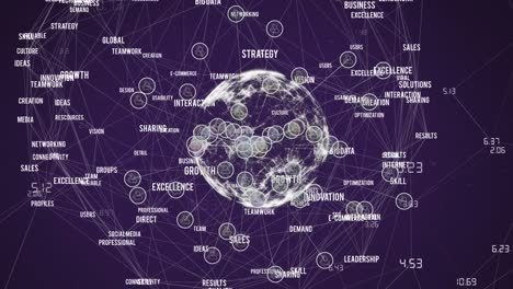 animación de la red de conexiones con iconos en todo el mundo