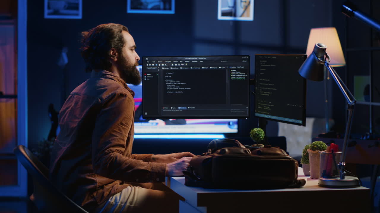 Self employed IT specialist starting job shift in apartment