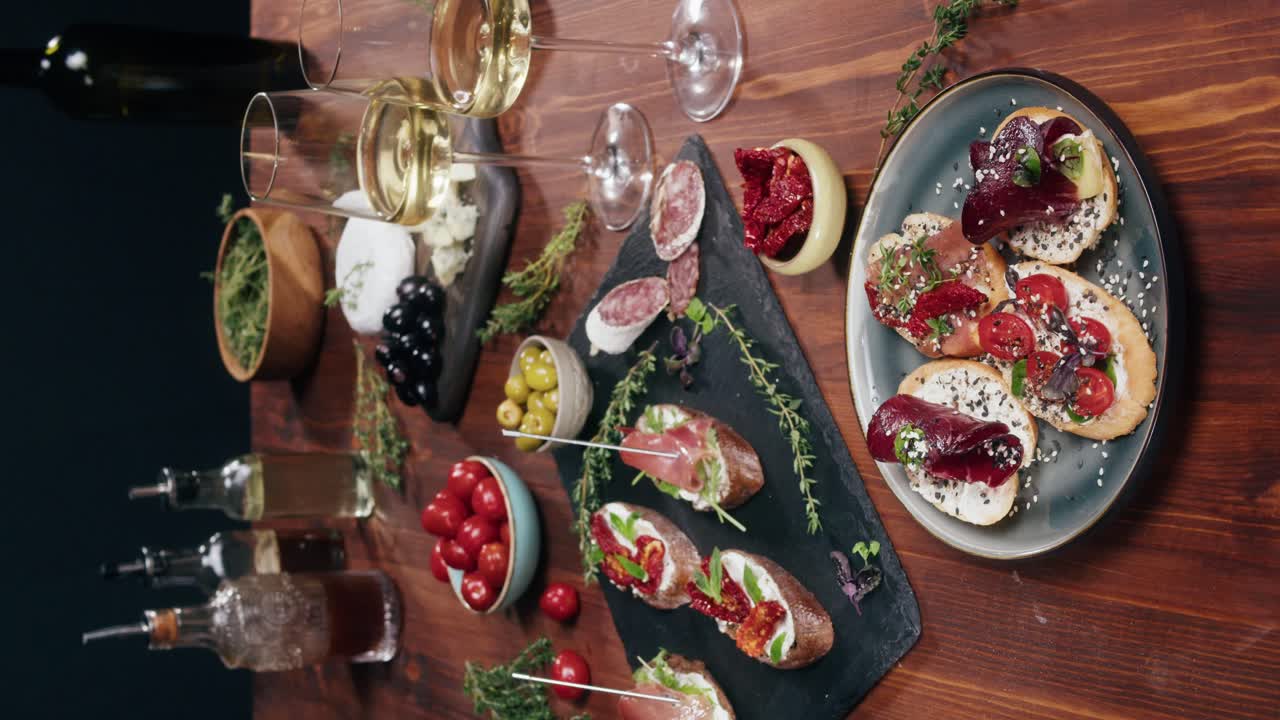 Appetizing Bruschetta and Wine Still Life