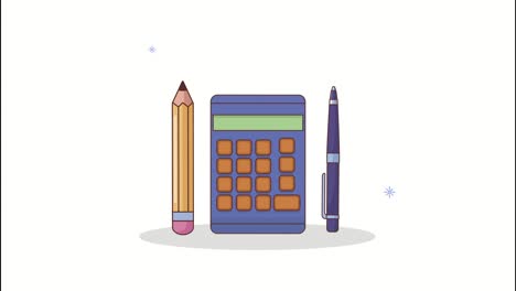 calculadora con bolígrafo y lápiz